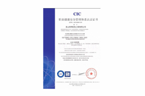 Occupational Health and Safety Management System Certification Certificate